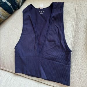 Urban Outfitters Out From Under Dark Blue Deep Plunge V-Neck Ribbed Tank